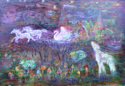 Painting titled Carnival of Fairytales