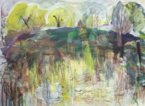 Landscape painting titled Pinders Pond