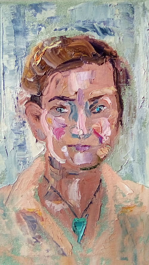 Portrait painting titled Self Portrait