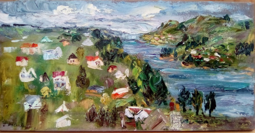 Landscapes painting titled South from Port Chalmers
