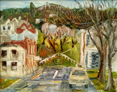 Landscape painting titled Top of Albany St